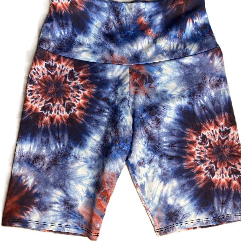 Onzie X Free People Movement High Rise Bike Running Shorts tie dye
